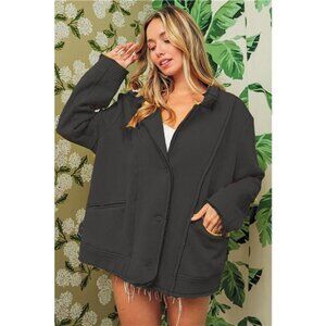 BiBi Single-Breasted Washed Fleece Jacket